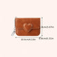 Porte-monnaie compact en similicuir avec compartiments et motif cœur pour femme