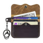 Porte-carte et porte-monnaie slim en cuir de vachette véritable avec porte-clés