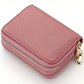 Portefeuille compact femme à double fermeture zippée avec grande capacité pour cartes
