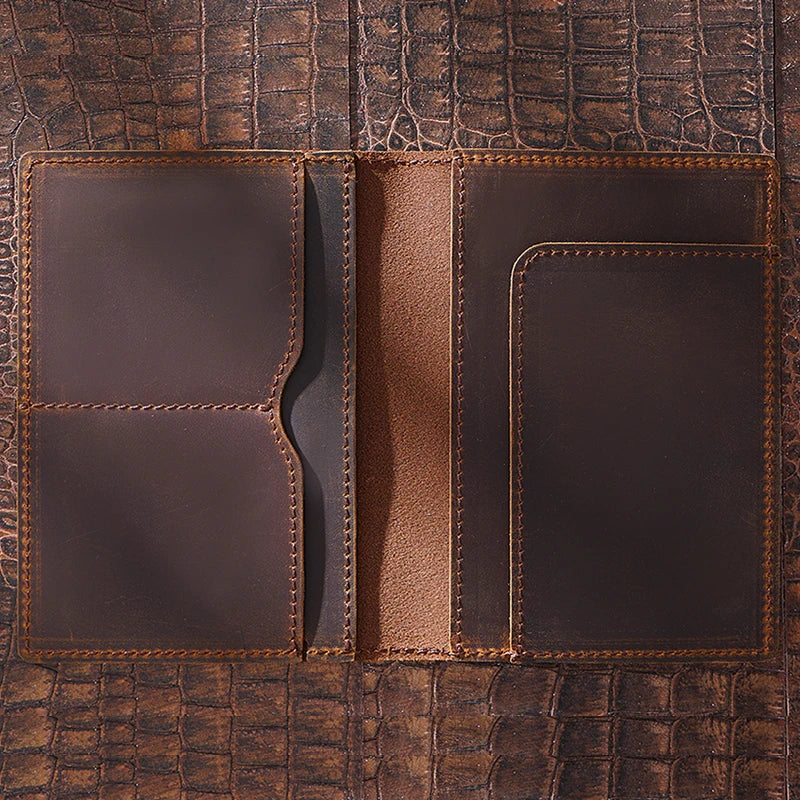 Protège-passeport en cuir véritable vintage avec blocage RFID pour homme