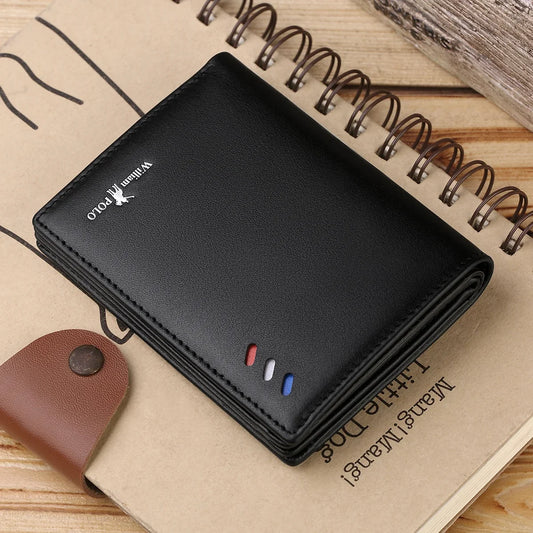 Portefeuille homme en cuir véritable compact avec porte-cartes et compartiments slim élégant