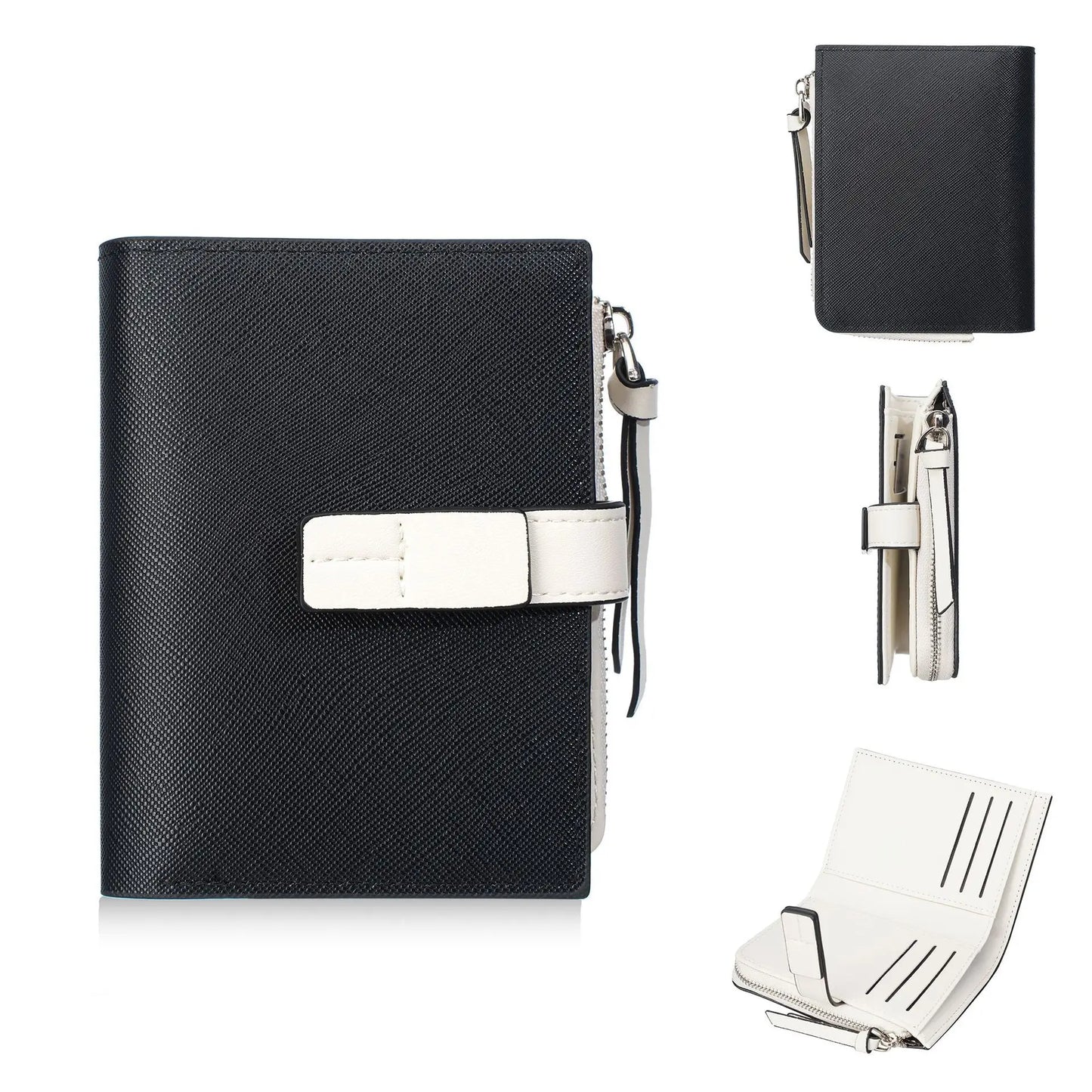 Portefeuille femme en cuir PU avec dragonne et multi-compartiments