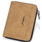 Portefeuille homme compact en cuir PU effet suédé avec zip et porte-cartes multifonction