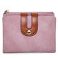 Portefeuille femme compact en cuir PU bicolore avec zip et rabat grande capacité