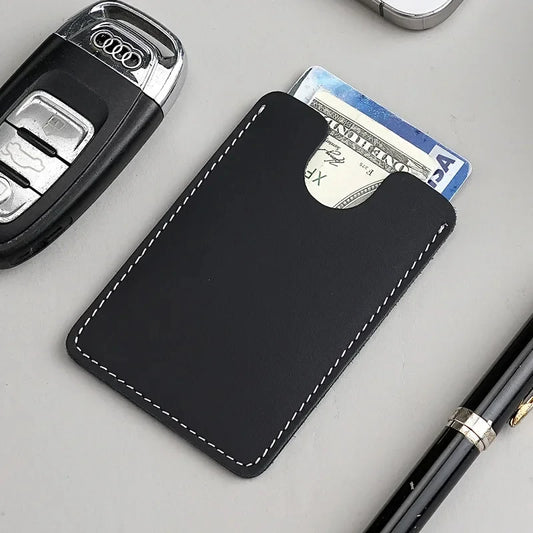 Porte-carte ultra-fin en cuir de vachette pleine fleur pour homme et femme