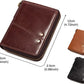 Portefeuille homme en cuir véritable vintage avec zip et rabat compact