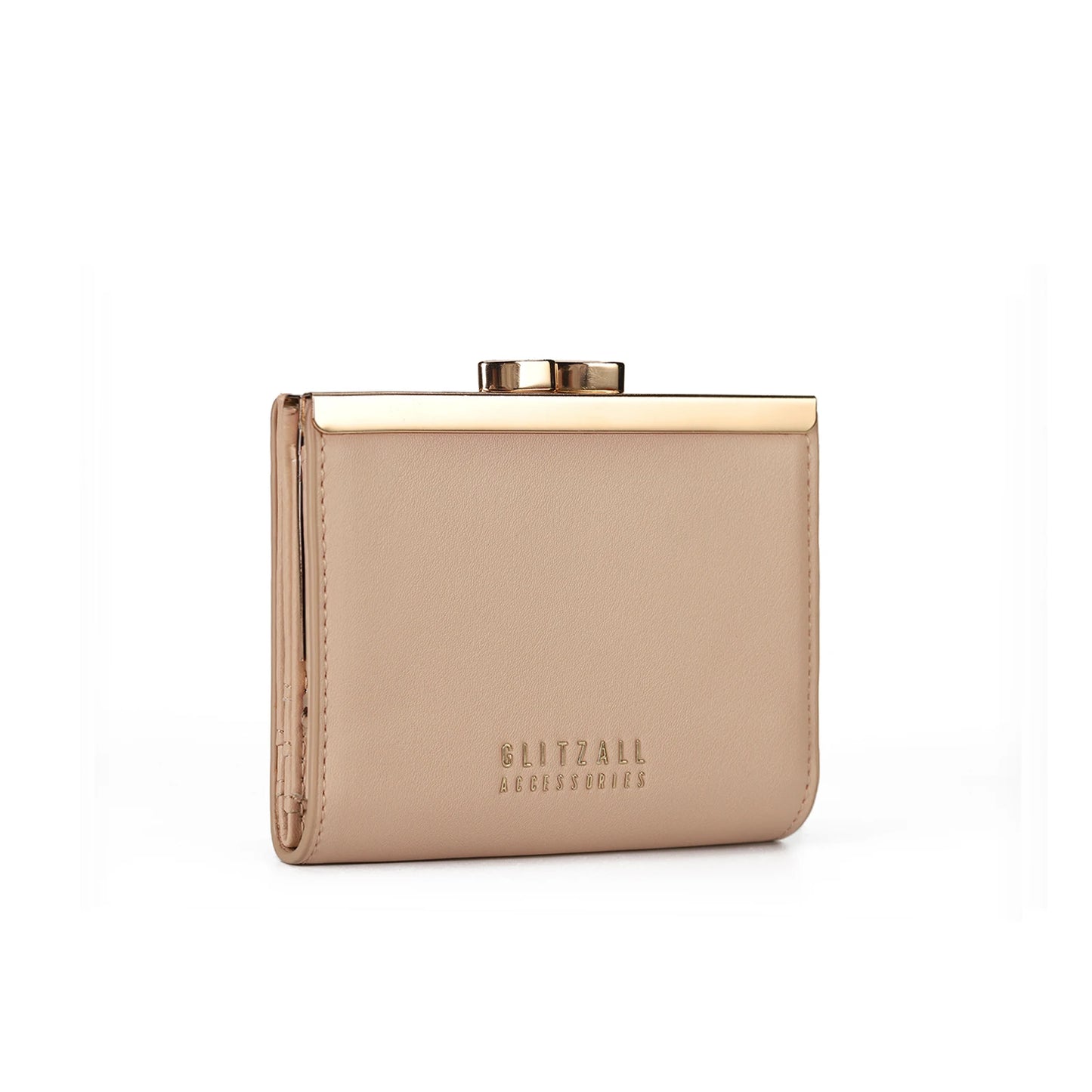 Portefeuille femme compact en cuir PU avec fermoir métallique élégant et format rigide