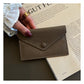 Porte-cartes enveloppe en cuir de vachette véritable style coréen pour femme