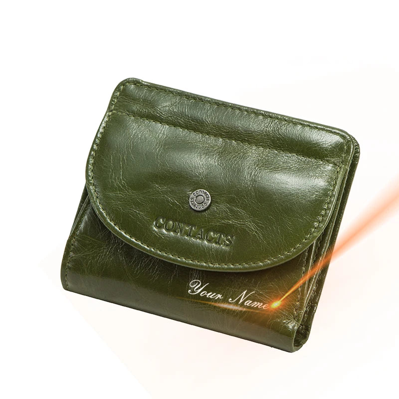 Petit portefeuille en cuir véritable pour femme et homme avec porte-monnaie