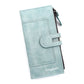 Portefeuille long femme en cuir PU avec rabat, compartiment téléphone et grande capacité