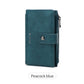 Portefeuille femme compact cuir PU RFID triple volet avec zip et bouton pression