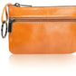 Porte-monnaie rétro en cuir véritable avec porte-clés intégré - style vintage