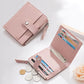 Portefeuille femme compact en cuir PU avec fermeture zippée et porte-cartes