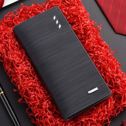 Portefeuille long rétro pour homme en cuir PU grande capacité avec porte-chéquier