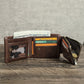 Portefeuille homme cuir véritable trifold compact avec RFID et porte-monnaie zippé