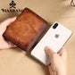 Portefeuille homme cuir véritable trifold RFID avec porte-cartes et fenêtre ID