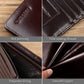 Portefeuille tri-fold en cuir de vachette ciré avec protection RFID