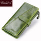 Portefeuille long en cuir de vachette véritable avec compartiment téléphone pour femme