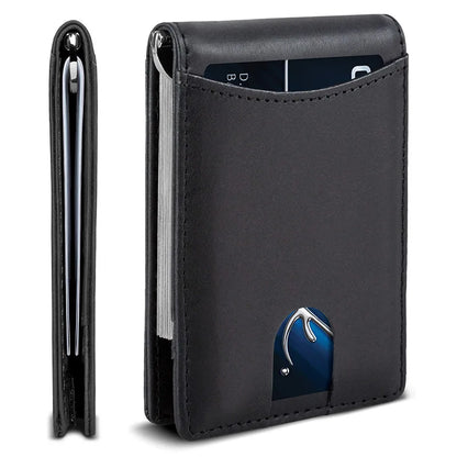 Portefeuille homme slim en cuir microfibre avec clip billets et protection RFID