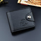 Portefeuille homme compact en cuir PU grainé avec bouton pression et grande capacité