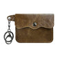 Porte-carte et porte-monnaie slim en cuir de vachette véritable avec porte-clés