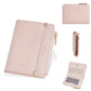 Portefeuille femme compact en cuir PU avec porte-monnaie zippé et fente photo