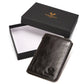 Portefeuille homme en cuir véritable RFID compact trifold avec porte-cartes et compartiments