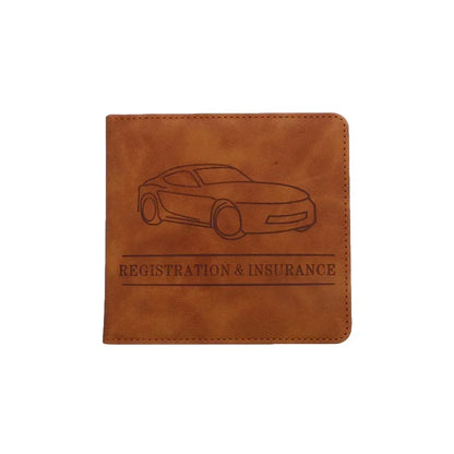 Porte-documents voiture en cuir PU pour carte grise et assurance avec fermeture à bouton
