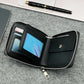 Portefeuille homme compact en cuir PU avec fermeture zippée et porte-cartes slim