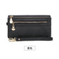 Portefeuille long femme en cuir PU double zip avec grande capacité et dragonne pratique