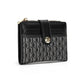 Portefeuille femme compact en cuir PVC motif logo avec bouton et zip élégant