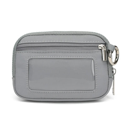 Porte-monnaie en toile polyester zippé avec fenêtre ID et porte-clés