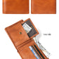 Portefeuille homme court en cuir véritable souple avec porte-monnaie zippé et multi-emplacements cartes