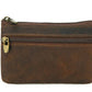 Porte-monnaie rétro en cuir véritable avec porte-clés intégré - style vintage