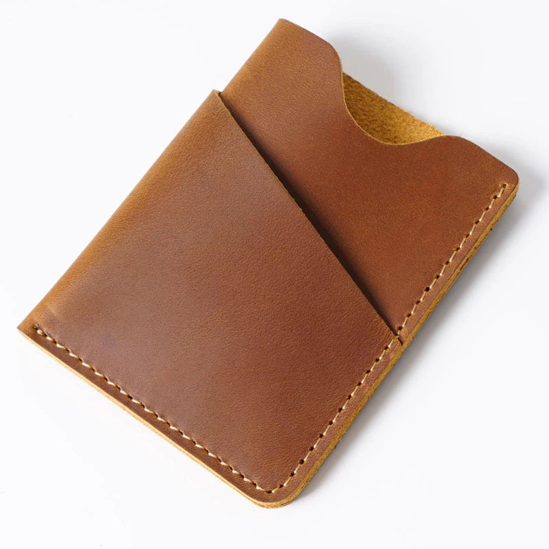 Porte-carte en cuir Crazy Horse véritable - style vintage et minimaliste