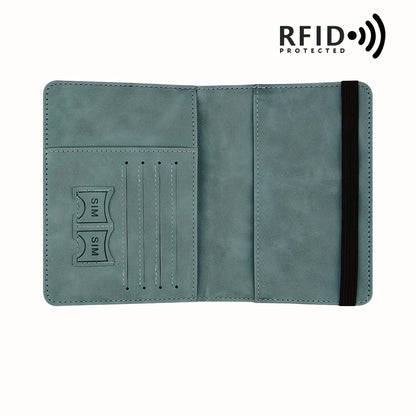 Protège-passeport rétro en cuir PU avec blocage RFID et fentes pour cartes