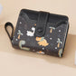 Portefeuille court à motif dinosaure mignon avec blocage rfid et bouton pression pour femme