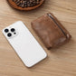 Porte-monnaie vintage en cuir PU avec double fermeture éclair et porte-cartes - Unisexe