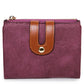 Portefeuille femme compact en cuir PU bicolore avec zip et rabat grande capacité