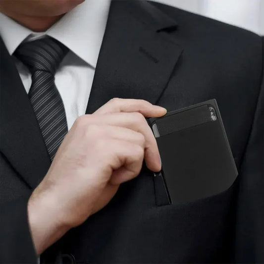 Porte-carte ultra-plat en aluminium à éjection automatique - capacité 12 cartes