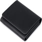 Portefeuille homme cuir véritable trifold compact avec porte-monnaie bouton pression