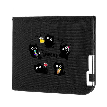 Portefeuille homme en toile motif chat mignon - Compact et ultra-léger