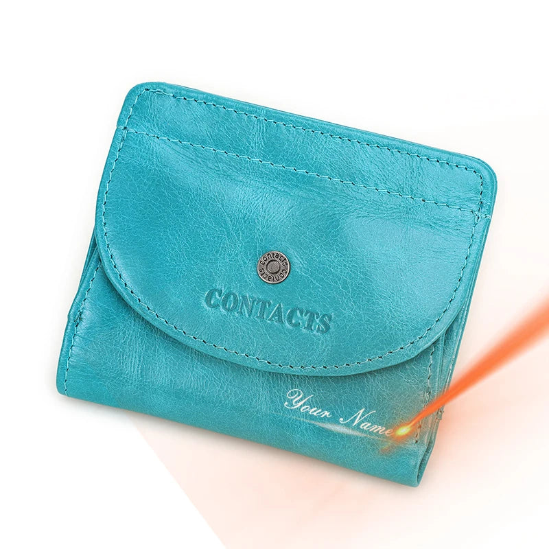 Petit portefeuille en cuir véritable pour femme et homme avec porte-monnaie