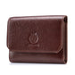 Portefeuille homme trifold en cuir véritable avec RFID, bouton pression et poche zippée