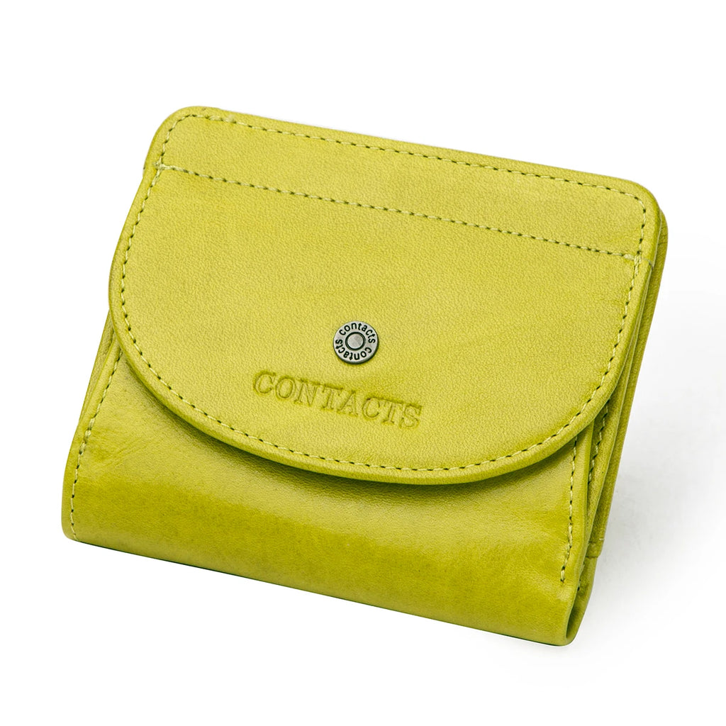 Petit portefeuille en cuir véritable pour femme et homme avec porte-monnaie