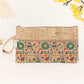 Pochette téléphone en liège zippée motif ethnique multifonction compacte