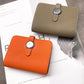 Porte-carte en cuir de vachette grainé avec fermoir rotatif - luxe unisexe
