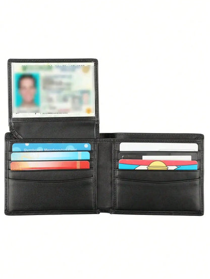 Portefeuille homme bifold en PU avec RFID et double fenêtre carte d’identité