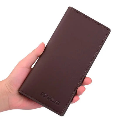 Portefeuille long homme en cuir PU avec porte-cartes et compartiments multifonctions