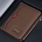 Portefeuille homme compact en cuir PU vintage avec zip, RFID et porte-cartes multifonction
